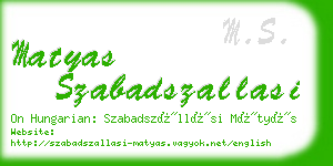 matyas szabadszallasi business card